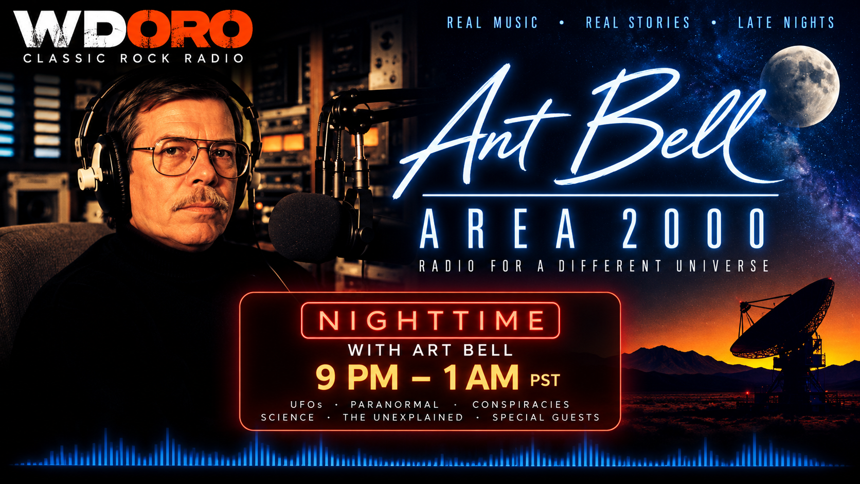 Original approved WDORO NIGHTSHIFT | Featuring Art Bell promotional artwork, preserved unchanged